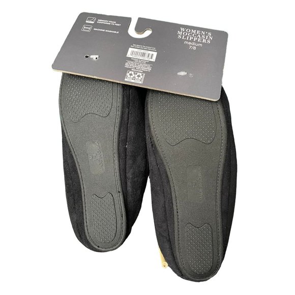 NWT- Women's Memory Foam Slippers Black Size 7-8 - Picture 2 of 3
